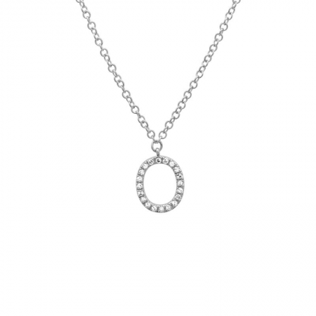 Diamond and White Gold Letter Pendant Necklace