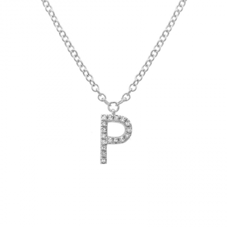 Diamond and White Gold Letter Pendant Necklace