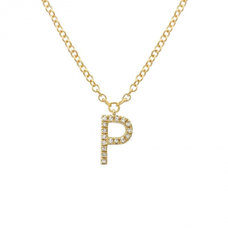 Diamond and Yellow Gold Letter Pendant Necklace