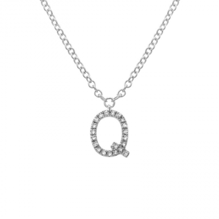 Diamond and White Gold Letter Pendant Necklace