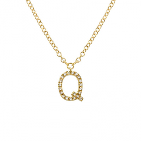 Diamond and Yellow Gold Letter Pendant Necklace