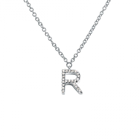 Diamond and White Gold Letter Pendant Necklace