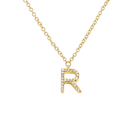 Diamond and Yellow Gold Letter Pendant Necklace