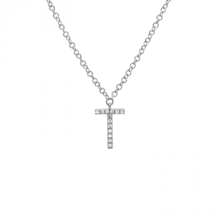 Diamond and White Gold Letter Pendant Necklace