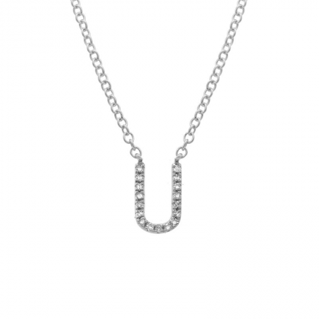 Diamond and White Gold Letter Pendant Necklace
