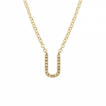 Diamond and Yellow Gold Letter Pendant Necklace