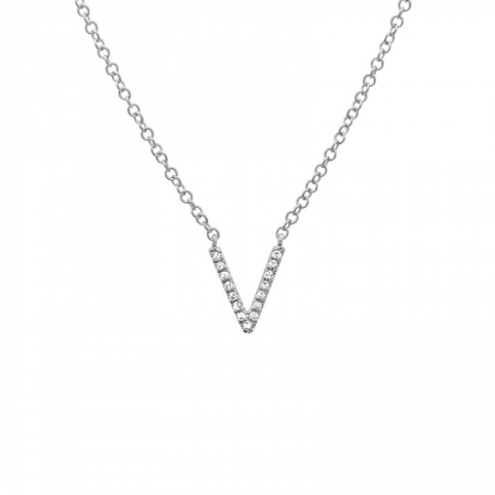 Diamond and White Gold Letter Pendant Necklace