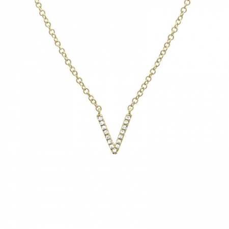 Diamond and Yellow Gold Letter Pendant Necklace