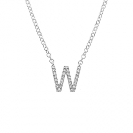 Diamond and White Gold Letter Pendant Necklace