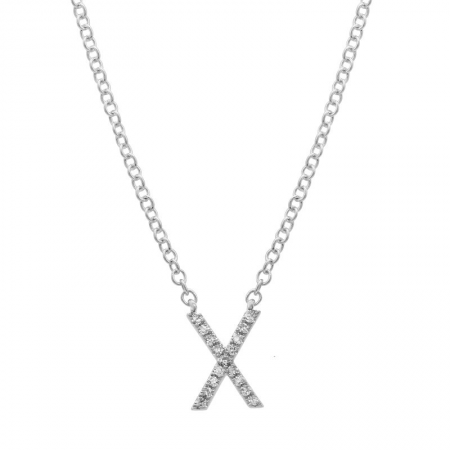 Diamond and White Gold Letter Pendant Necklace