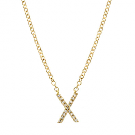 Diamond and Yellow Gold Letter Pendant Necklace