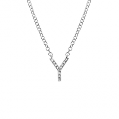 Diamond and White Gold Letter Pendant Necklace