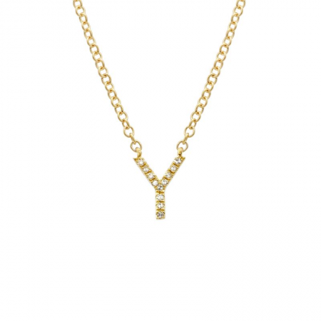 Diamond and Yellow Gold Letter Pendant Necklace