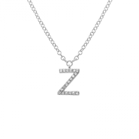 Diamond and White Gold Letter Pendant Necklace