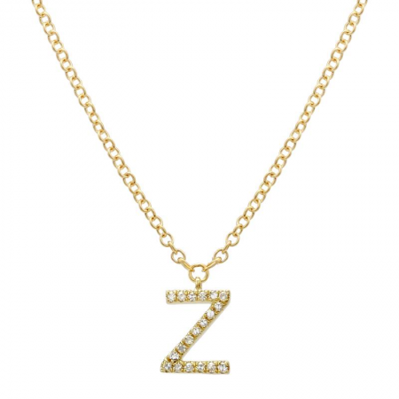 Diamond and Yellow Gold Letter Pendant Necklace