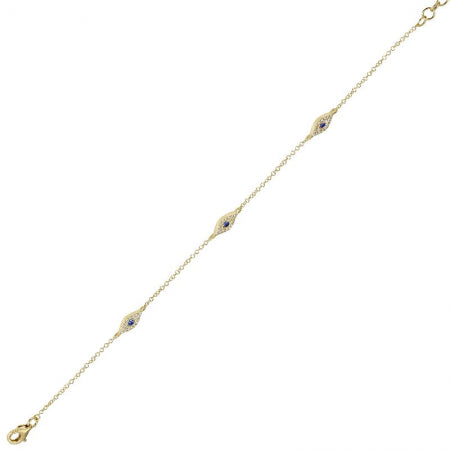 14K Yellow Gold Evil Eye Diamond Bracelet