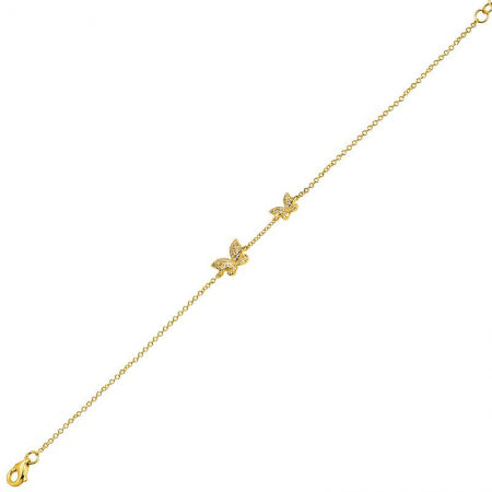 14K Yellow Gold Diamond Butterfly Bracelet