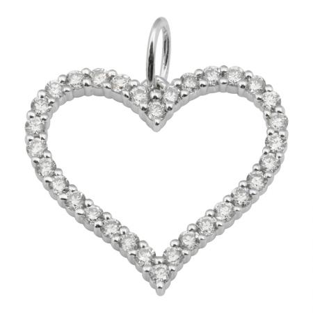 14K White Gold Heart Diamond Pendant