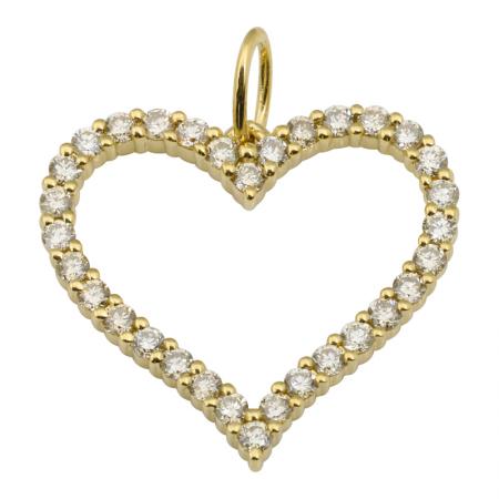 14K Yellow Gold Heart Diamond Pendant