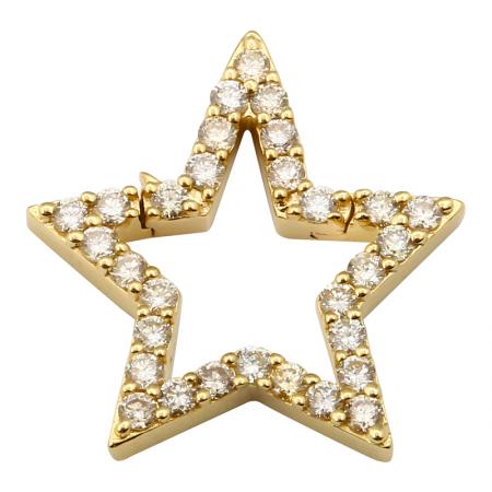 14K Yellow Gold Star Shape Diamond Pendant