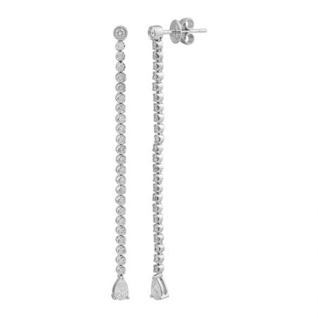 14K White Gold Pear Diamond Tennis Drop Earrings
