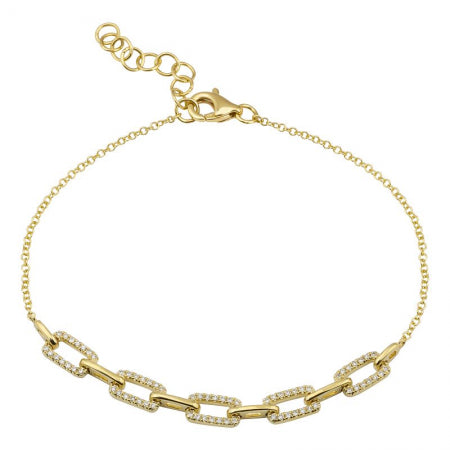 14K Yellow Gold Link Diamond Bracelet