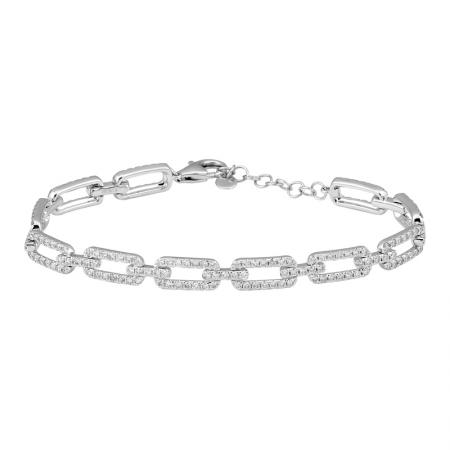 14K White Gold Diamond Link Bracelet