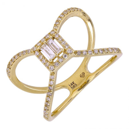 14K Yellow Gold Illusion Emerald Diamond Ring — Size 6.5