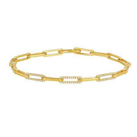 14K Yellow Gold Diamond Link Bracelet with Enhancer Clasp