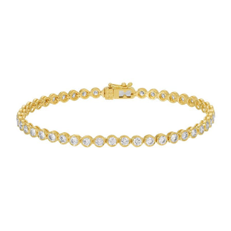 14K Yellow Gold Bezel-Set Diamond Tennis Bracelet