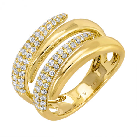 14K Yellow Gold Wrap Diamond Ring — Size 6.5