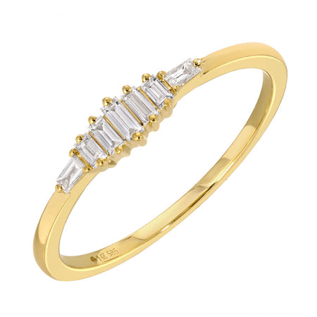 14K Yellow Gold Baguette Diamond Ring — Size 6.5