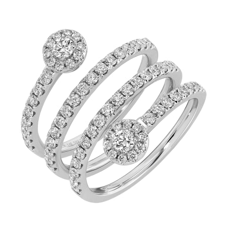 14K White Gold Wrap Diamond Ring — Size 6.5