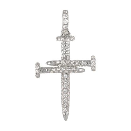 14K White Gold Cross Diamond Pendant