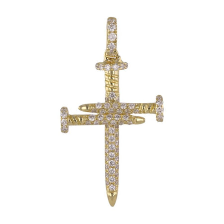 14K Yellow Gold Cross Diamond Pendant
