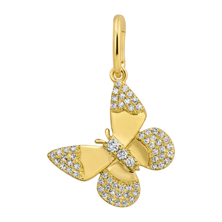 14K Yellow Gold Diamond Butterfly Pendant