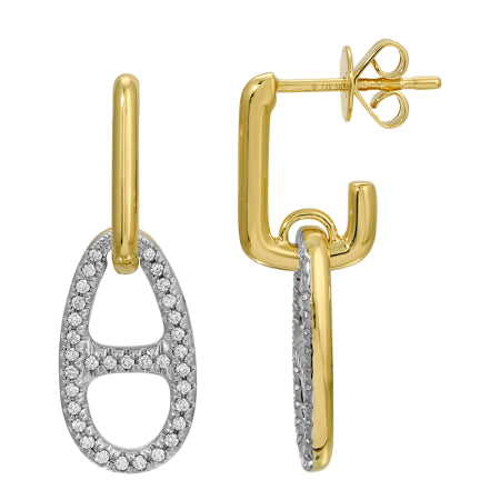 14K Yellow Gold Diamond Mariner Link Drop Earrings