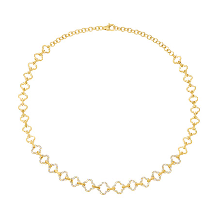 14K Yellow Gold Diamond Open Clover Necklace