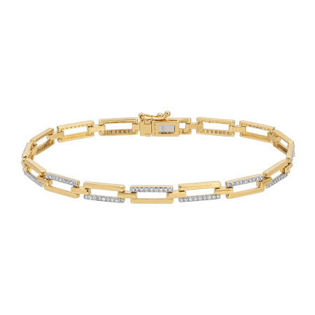 14K Yellow Gold Diamond Link Bracelet