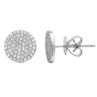 14K White Gold Diamond Circle Stud Earrings