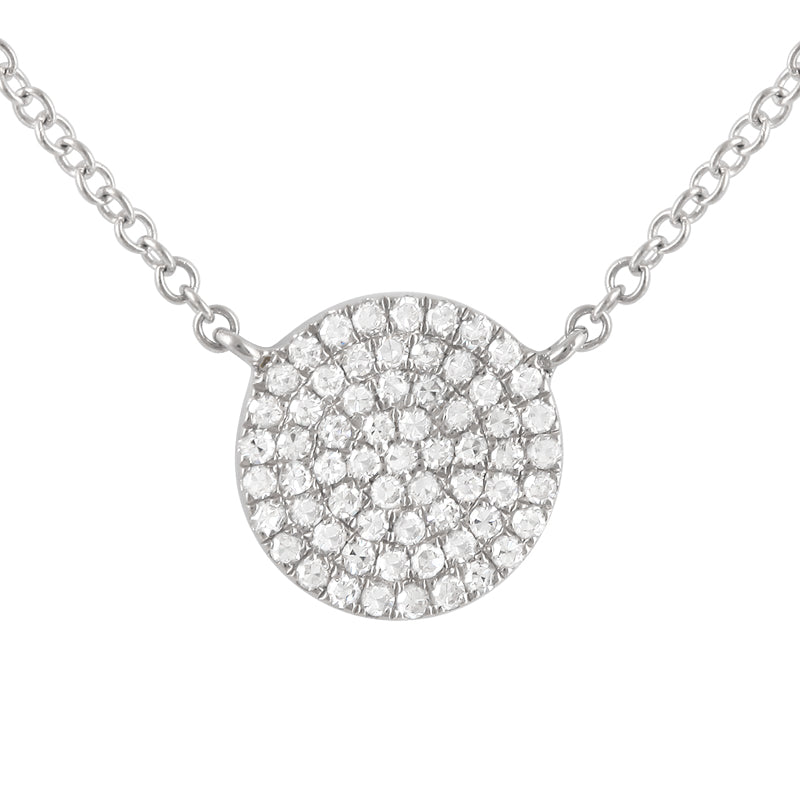White gold diamond circle necklace
