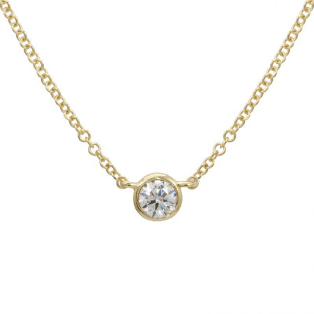 14K Yellow Gold Diamond Solitaire Necklace