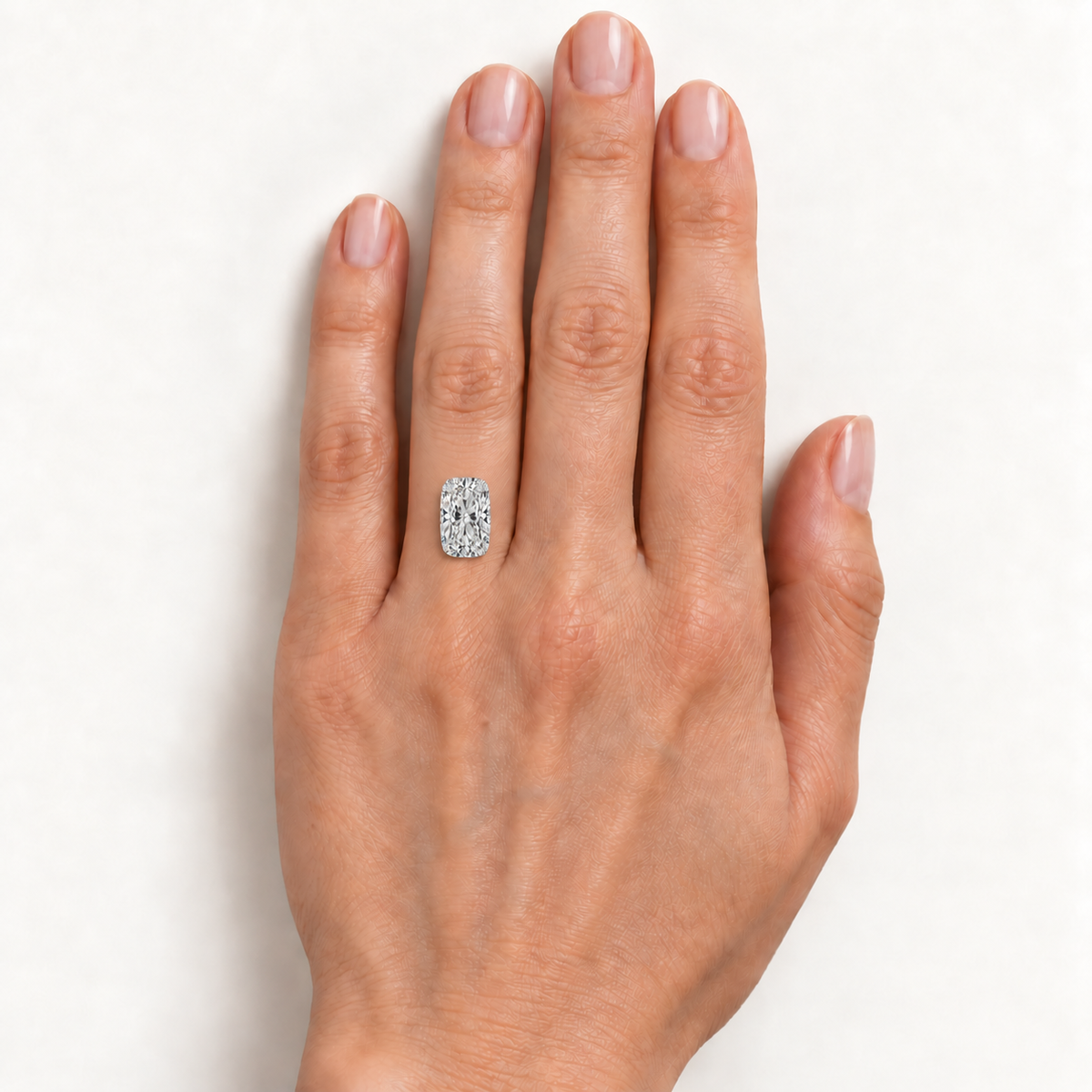 AI-generated on-hand size illustration; approximate scale, hand sizes vary