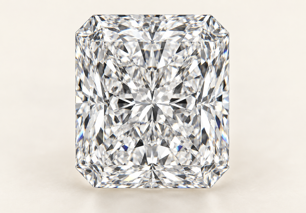 Representative Radiant diamond illustration; not a photograph of the actual stone
