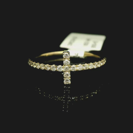 Yellow Gold Diamond Cross Band
