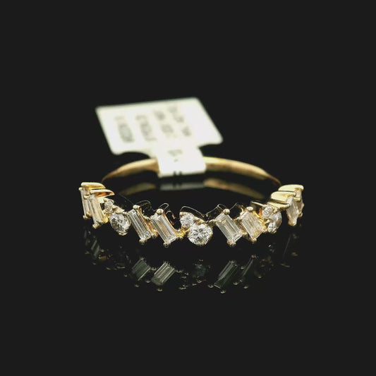 Yellow Gold Diamond Band with Round & Baguette's